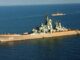 Russische kruiser van de Kirov-klasse op zee, symbool van de militaire macht van Moskou.
