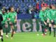 Spelers van VfL Wolfsburg tijdens de warming-up in de Champions League 2021/22
