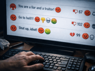 Haatdragende reacties en bedreigingen op sociale media op een computerscherm