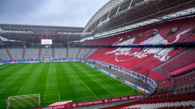 Red Bull Arena in Leipzig tijdens een Bundesliga-wedstrijd van RB Leipzig