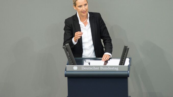 Alice Weidel spreekt in de Bondsdag in Berlijn
