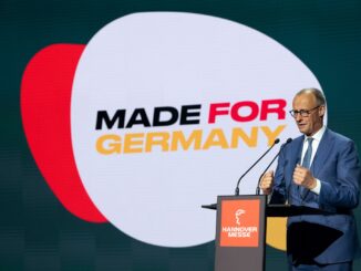 Bondskanselier Friedrich Merz spreekt op de Hannover Messe 2026 over industrie en economie