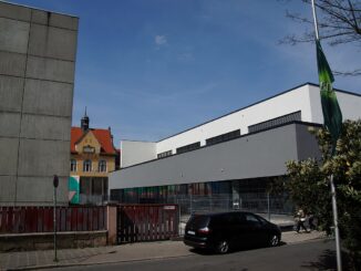 Buitenzicht van de Justizvollzugsanstalt Nürnberg in Beieren