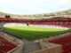 Binnenaanzicht van de MHPArena in Stuttgart, thuisstadion van VfB Stuttgart