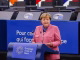 Angela Merkel spreekt in het Europees Parlement tijdens de uitreiking van de Europese Orde van Verdienste