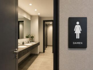 Modern damestoilet bij een evenementenlocatie in Duitsland