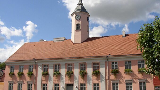 Het stadhuis van Zehdenick in de Duitse deelstaat Brandenburg.
