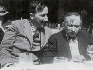 Stefan Zweig en Joseph Roth op een terras in Oostende in de zomer van 1936.