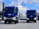 Voertuigen van het Duitse Technisches Hilfswerk (THW) tijdens een hulpgotransport