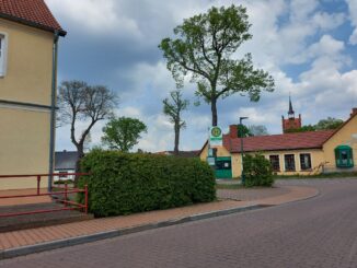 Straatbeeld van Drewitz bij Möckern in Saksen-Anhalt, waar de Duitse weerdienst een nieuw nationaal hitterecord van 41,5 graden registreerde.