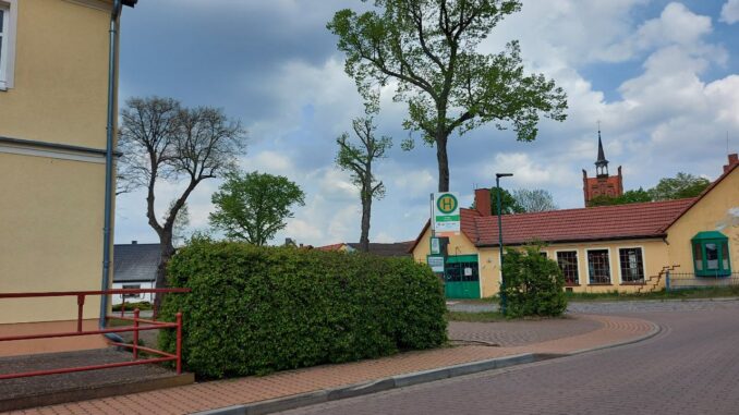 Straatbeeld van Drewitz bij Möckern in Saksen-Anhalt, waar de Duitse weerdienst een nieuw nationaal hitterecord van 41,5 graden registreerde.