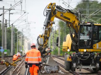 Spoorwerkzaamheden van Deutsche Bahn tijdens een grootschalige renovatie van een spoorlijn