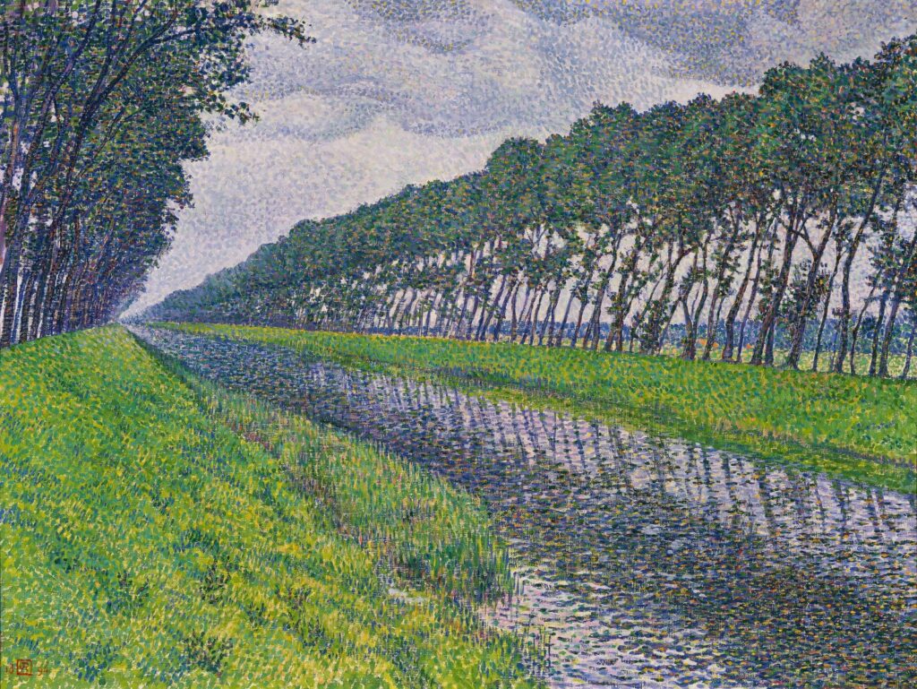 Neo-impressionistisch landschap van een kanaal in Vlaanderen door de Belgische schilder Théo van Rysselberghe.